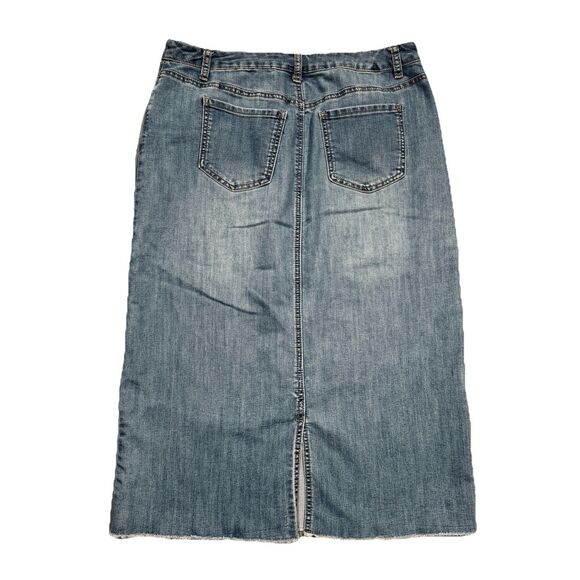 Cristopher & Banks Midi Denim Skirt 8 (32x30) Blue Jean Pockets Womens - Picture 3 of 7